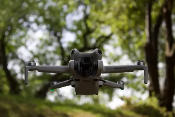 Professional drone in flight